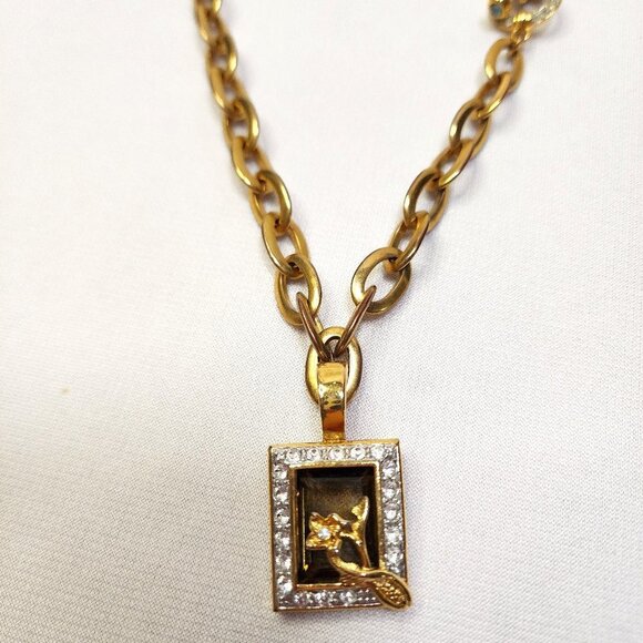Nolan Miller Jewelry - Nolan Miller Glamour Collection Gold Smokey Quartz Stone Clear Pendant Necklace